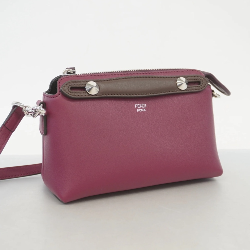 Fendi By The Way 2 Way Burgundy/Brown Mini Leather Handbag, Shoulder Bag